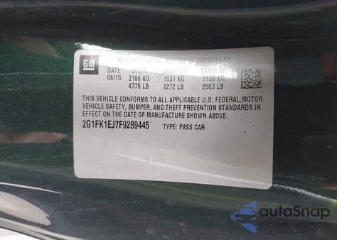 2015 Chevrolet Camaro 2Ss из США, поврежденный, VIN 2G1FK1EJ7F9289445